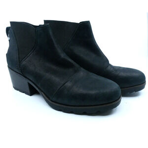 Sorel Women's Cate Chelsea Boot Black Size 11 Water Resistant Chunky Heel